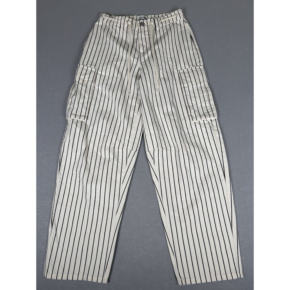 Women's Barrel Leg mid-rise Jeans - Future Collect Black Striped Size 0